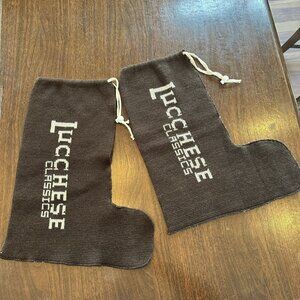 1 Pair Vintage Brown Knit Lucchese Classics Boot Storage Bags